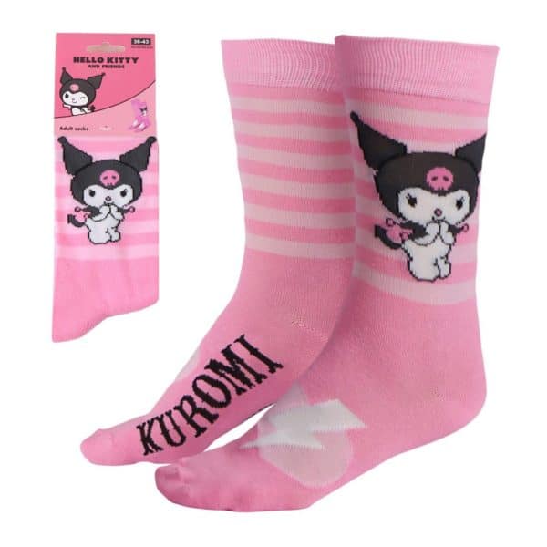 Hello Kitty Kuromi Rosa långa strumpor för vuxna 36/43