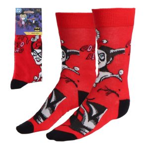 Harley Quinn röda långa strumpor vuxen 36/43
