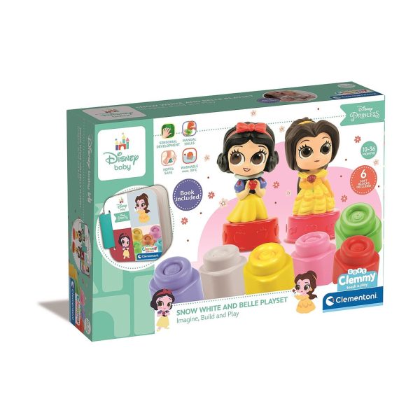 Disney Princess Clemmy Snövit och Belle byggklossset med bok Clementoni