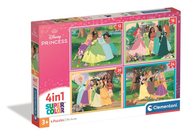Disney Prinsessor 4-i-1 Pussel – Clementoni SuperColor (12, 16, 20 & 24 bitar)