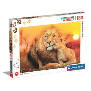 Animals Lion Ovväntad Kram 180 bitars pussel Clementoni