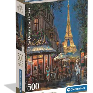 Cities Night at Eiffel Café Paris 500-bitars kompakt pussel Clementoni