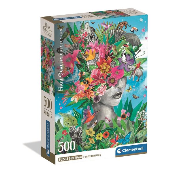 Colour Head in Jungle Blooming Thoughts 500-bitars kompakt pussel Clementoni