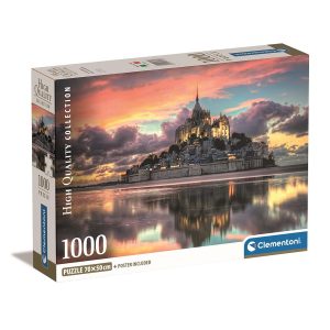Cities Mont-Saint Michel Frankrike 1000 bitars kompakt pussel Clementoni