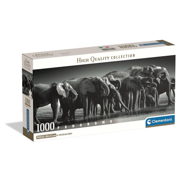 Animals Herd of Giants Elephant 1000 bitars panoramapussel Compact Clementoni
