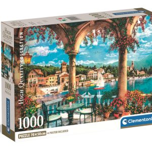 Cities Vy över Comosjön Italien 1000-bitars Kompakt Pussel Clementoni