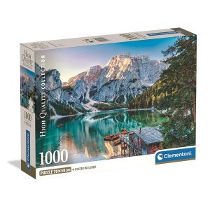 Cities Lake Braies Italien 1000-bitars kompakt pussel Clementoni