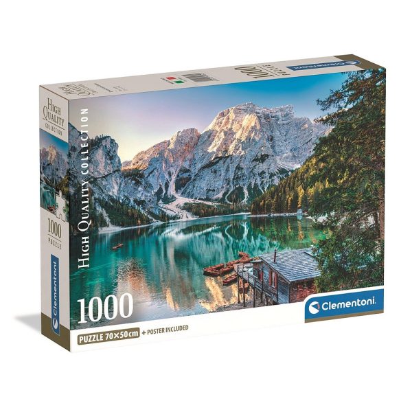 Cities Lake Braies Italien 1000-bitars kompakt pussel Clementoni