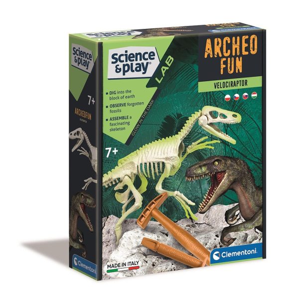 Dinosaur Archeo Fun Lysande Velociraptor Arkeologiskt Set Clementoni
