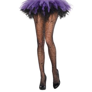 Halloween svarta spindelnätsstrumpbyxor för vuxna