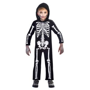 Halloween Svart Skelettdräkt 4-6 år