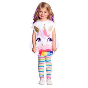 Enhörningsdräkt med fick-t-shirt 4-6 år