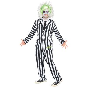 Beetlejuice randig vuxendräkt XL