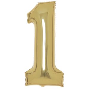 Number Vit Guld Nummer 1 Folieballong 82 cm