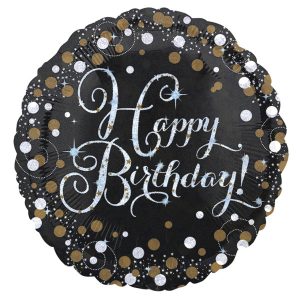 Happy Birthday Guld folieballong 43 cm