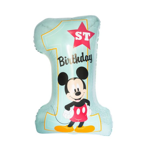Disney Musse Pigg blå folieballong för första födelsedagen 71 cm