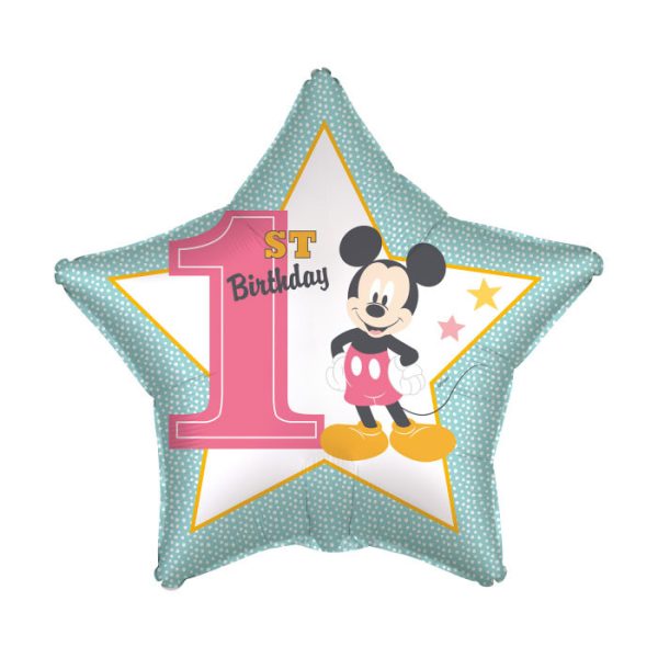 Disney Mickey Star Första födelsedagen folieballong 43 cm