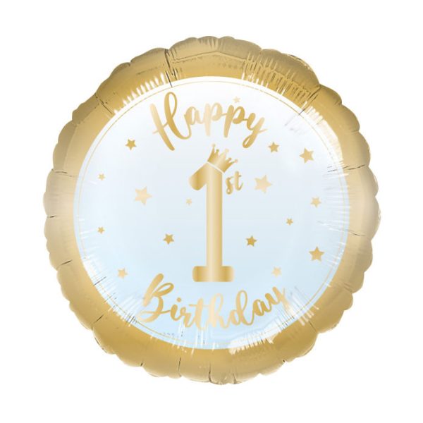 First Birthday blå folieballong 43 cm