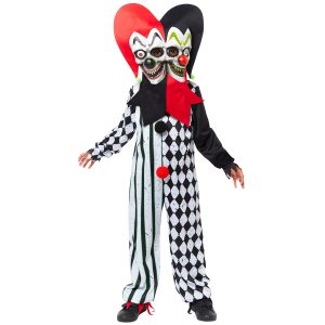 Halloween skrämmande tvåhövdad hovnarrdräkt 4-6 år