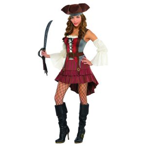 Pirate Castaway vuxendräkt för flicka M/L