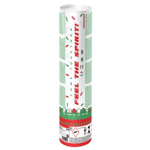 Konfettikanon grön/vit/röd med konfetti