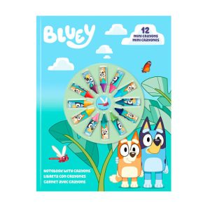 Bluey anteckningsbok med mini kritor