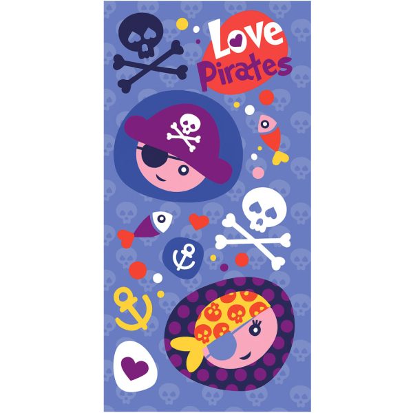 Pirate Love badhandduk, strandhandduk 70x140 cm (Snabbtorkande)
