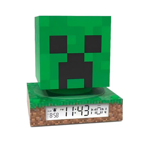Minecraft Creeper 3D nattlampa och väckarklocka