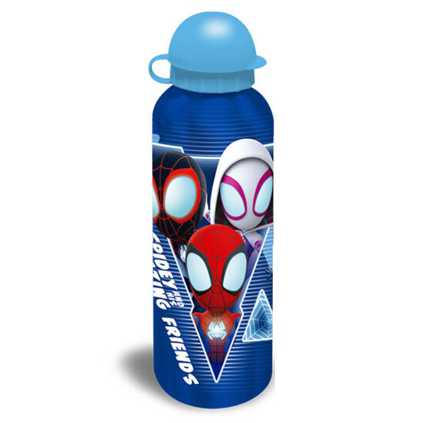Spiderman blå aluminiumflaska med nätmönster 500 ml