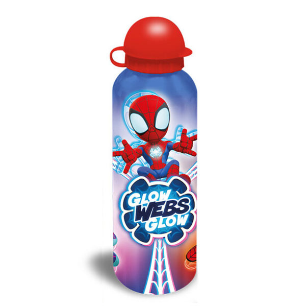 Spiderman Glow Web aluminiumflaska 500 ml