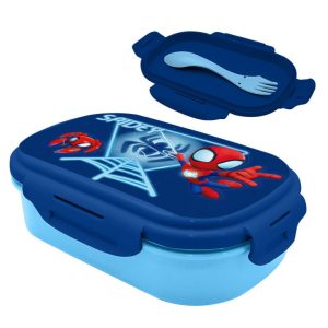 Spindelmannen blå smörgåslåda med bestickset