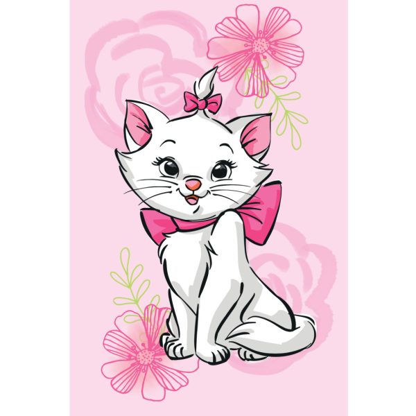 Disney Marie fleecefilt med rosa blommor 100x150 cm