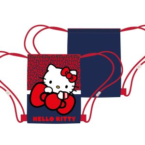 Hello Kitty sportväska med röd rosett, gympåse 40 cm