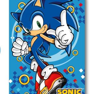Sonic the Hedgehog fleecefilt med guldring 100x140 cm