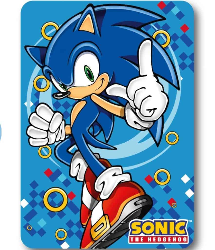Sonic the Hedgehog fleecefilt med guldring 100x140 cm