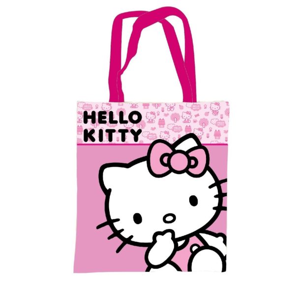 Hello Kitty rosa canvasväska, shoppingväska 44 cm