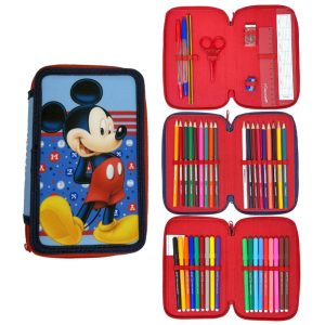 Disney Mickey Dots 3-vånings pennfodral med innehåll