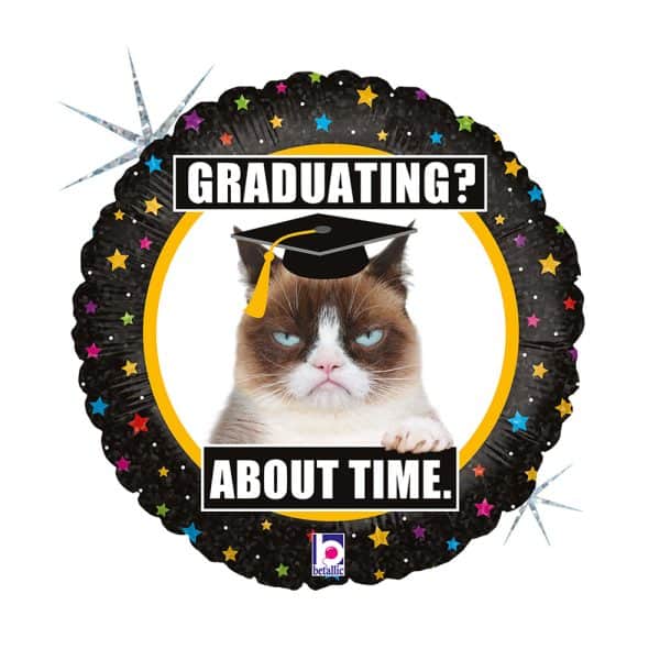 Happy Birthday Gradution Holo Grumpy Cat folieballong 46 cm