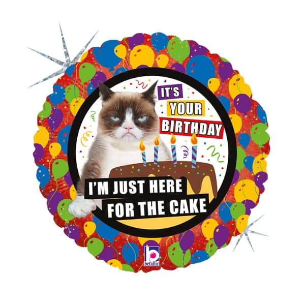 Happy Birthday Cake Holo Grumpy Cat folieballong 46 cm