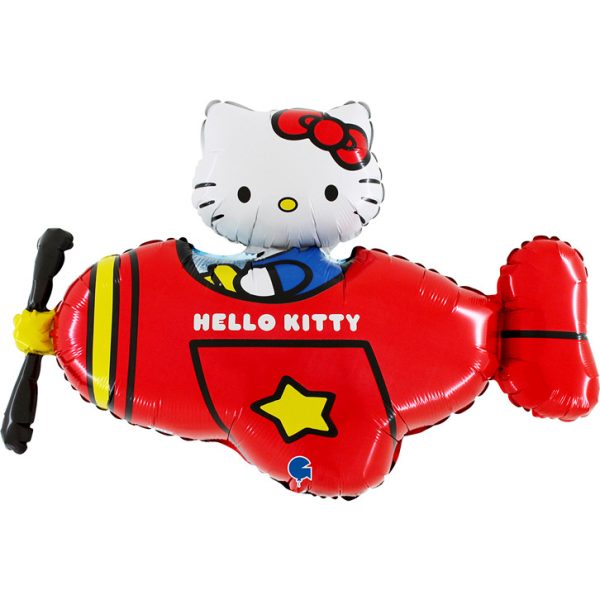 Hello Kitty flygplansballong röd folie 76 cm