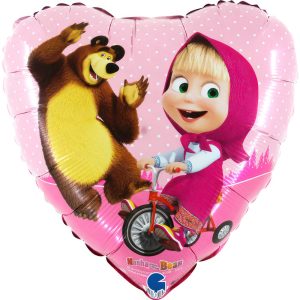 Masha och Björnen cyklande folieballong 46 cm