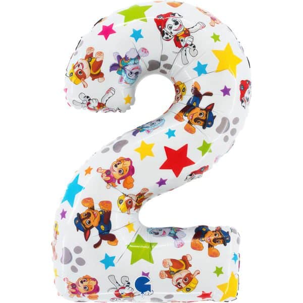 Paw Patrol Stjärnformad Folieballong Nummer 2 66 cm
