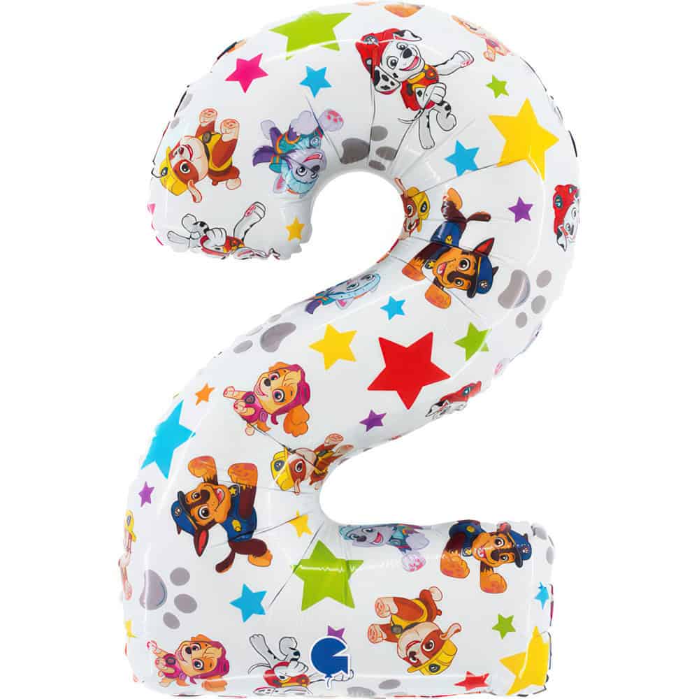 Paw Patrol Stjärnformad Folieballong Nummer 2 66 cm