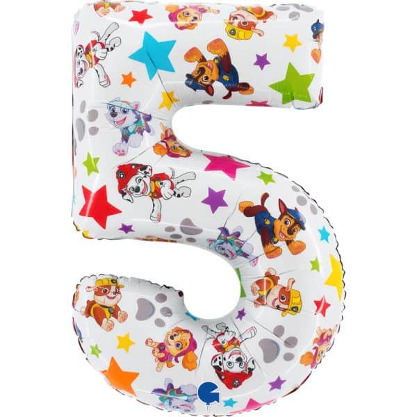 Paw Patrol Stjärnformad ballong nummer 5, 66 cm