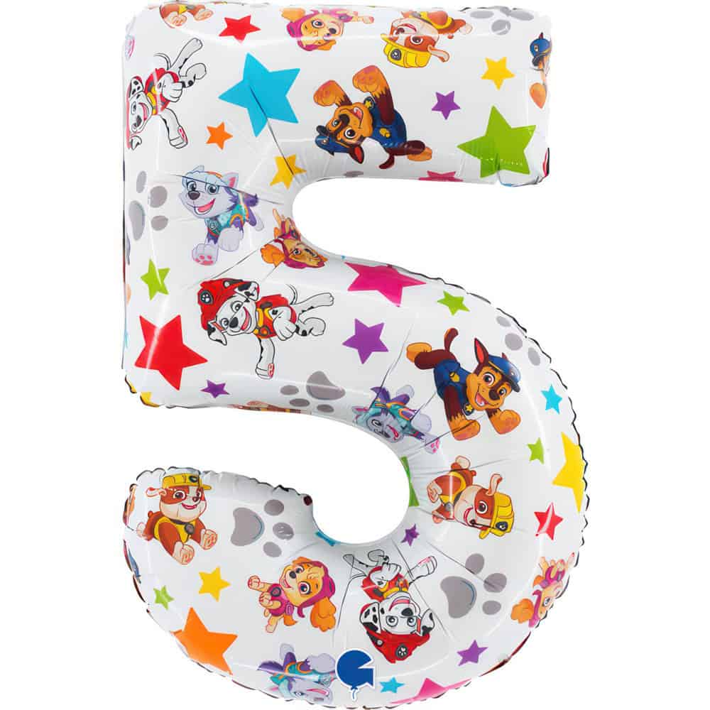Paw Patrol Stjärnformad ballong nummer 5, 66 cm