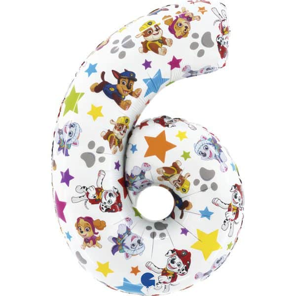Paw Patrol Stjärnformad folieballong nummer 6 66 cm