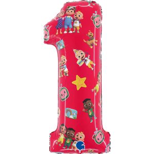 Cocomelon Röd Nummer 1 folieballong 66 cm