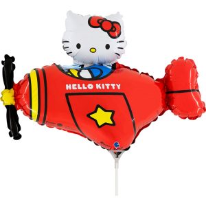 Hello Kitty flygplansformad mini folieballong röd 35 cm (WP)
