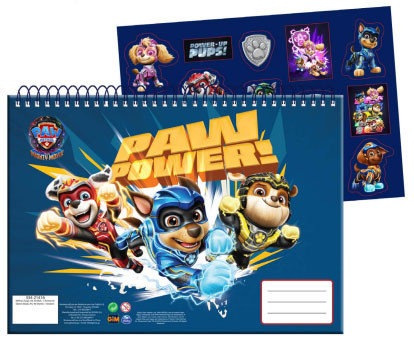 Paw Patrol Power Up A4 spiralblock med klistermärken, 40 blad