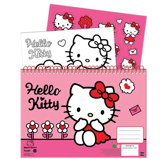 Hello Kitty Sweetheart A/4 spiralblock med 40 blad och klistermärken